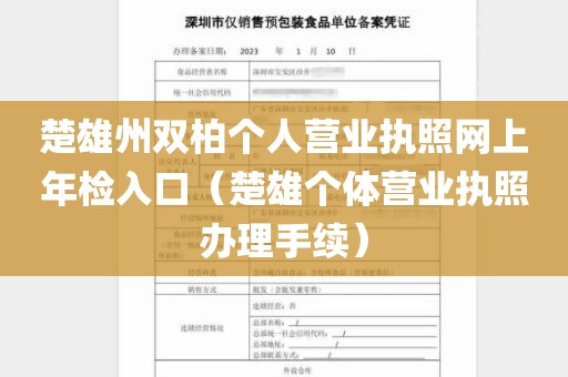 楚雄州双柏个人营业执照网上年检入口（楚雄个体营业执照办理手续）