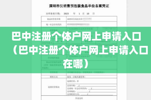 巴中注册个体户网上申请入口（巴中注册个体户网上申请入口在哪）