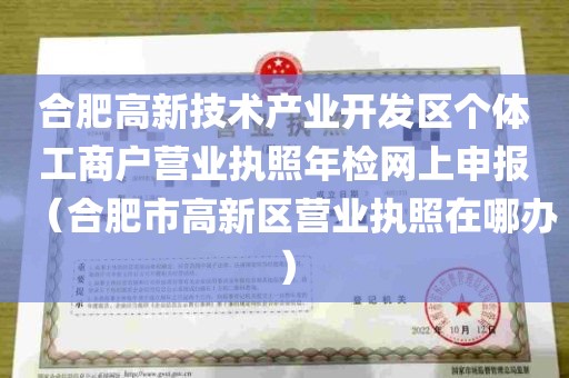 合肥高新技术产业开发区个体工商户营业执照年检网上申报（合肥市高新区营业执照在哪办）