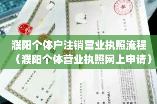 濮阳个体户注销营业执照流程（濮阳个体营业执照网上申请）