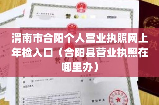 渭南市合阳个人营业执照网上年检入口（合阳县营业执照在哪里办）