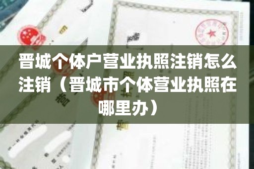 晋城个体户营业执照注销怎么注销（晋城市个体营业执照在哪里办）