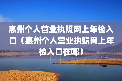 惠州个人营业执照网上年检入口（惠州个人营业执照网上年检入口在哪）