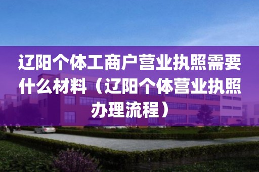 辽阳个体工商户营业执照需要什么材料（辽阳个体营业执照办理流程）