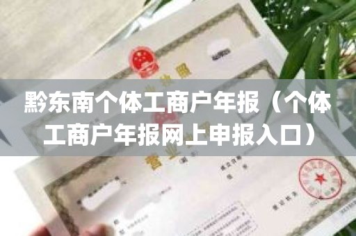 黔东南个体工商户年报（个体工商户年报网上申报入口）