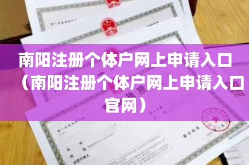 南阳注册个体户网上申请入口（南阳注册个体户网上申请入口官网）