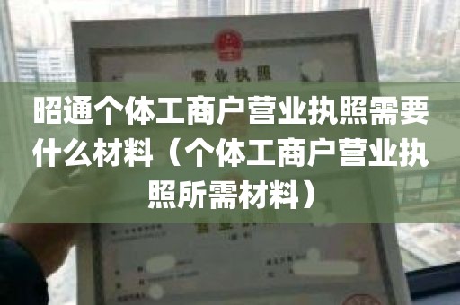 昭通个体工商户营业执照需要什么材料（个体工商户营业执照所需材料）