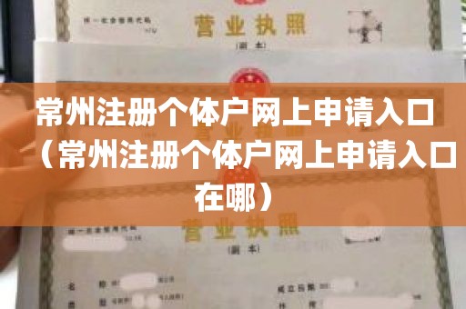 常州注册个体户网上申请入口（常州注册个体户网上申请入口在哪）