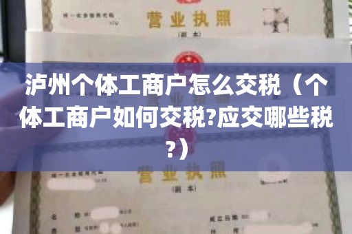 泸州个体工商户怎么交税（个体工商户如何交税?应交哪些税?）