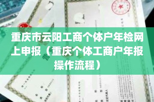 重庆市云阳工商个体户年检网上申报（重庆个体工商户年报操作流程）