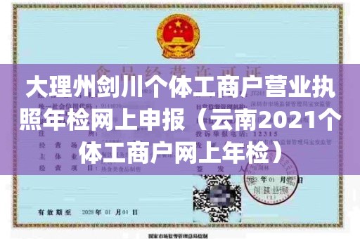 大理州剑川个体工商户营业执照年检网上申报（云南2021个体工商户网上年检）