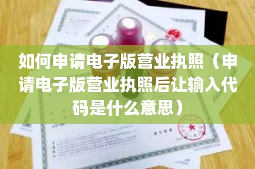 如何申请电子版营业执照（申请电子版营业执照后让输入代码是什么意思）