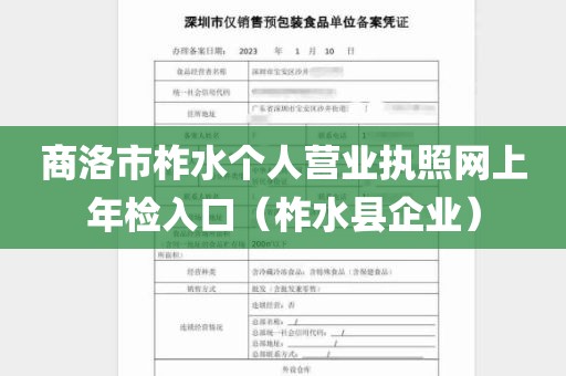 商洛市柞水个人营业执照网上年检入口（柞水县企业）