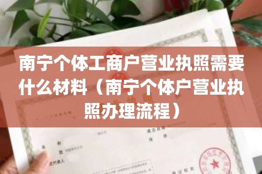 南宁个体工商户营业执照需要什么材料（南宁个体户营业执照办理流程）