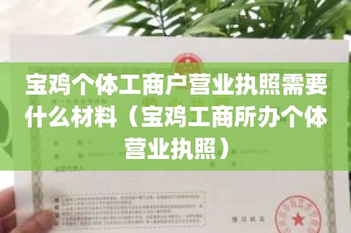 宝鸡个体工商户营业执照需要什么材料（宝鸡工商所办个体营业执照）