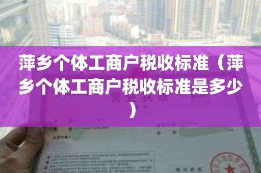 萍乡个体工商户税收标准（萍乡个体工商户税收标准是多少）