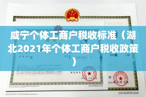 咸宁个体工商户税收标准（湖北2021年个体工商户税收政策）