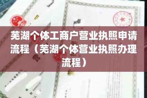 芜湖个体工商户营业执照申请流程（芜湖个体营业执照办理流程）