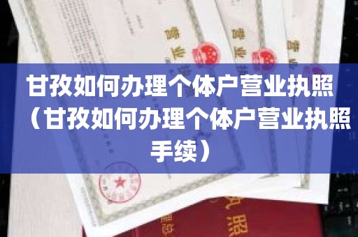 甘孜如何办理个体户营业执照（甘孜如何办理个体户营业执照手续）