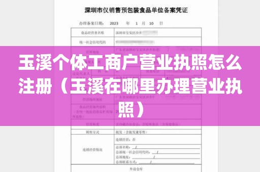 玉溪个体工商户营业执照怎么注册（玉溪在哪里办理营业执照）