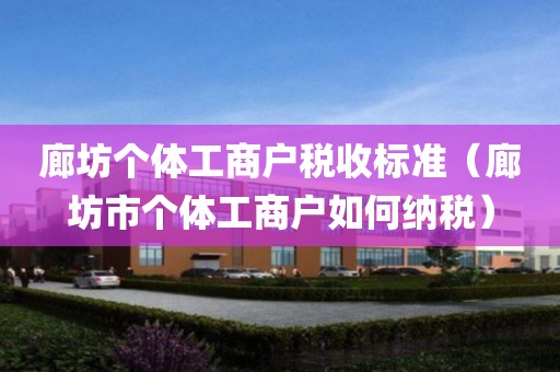 廊坊个体工商户税收标准（廊坊市个体工商户如何纳税）