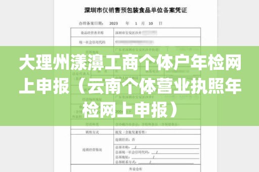 大理州漾濞工商个体户年检网上申报（云南个体营业执照年检网上申报）