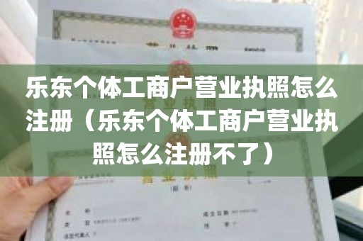 乐东个体工商户营业执照怎么注册（乐东个体工商户营业执照怎么注册不了）