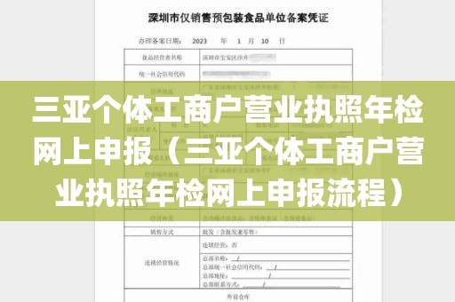 三亚个体工商户营业执照年检网上申报（三亚个体工商户营业执照年检网上申报流程）