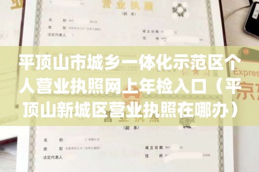 平顶山市城乡一体化示范区个人营业执照网上年检入口（平顶山新城区营业执照在哪办）